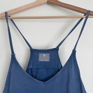 Stylish Blue Spaghetti Strap drop crotch Free People Romper